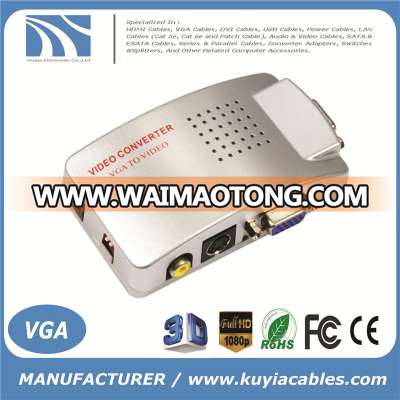 Computer VGA to AV RCA TV Monitor S-Video Signal Converter Adapter Switch Box PC Laptop