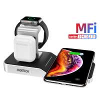 Choetech Original Design MFi 4 In 1 Wireless Charger For iPhone 12 Iwatch Airpods Desktop Wireless Fast Charging Pad