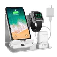 Desktop Wireless Charger Stand with Display QI 3 in 1 Wireless Charger for iphone Airpods pro and Apple Watch Charger